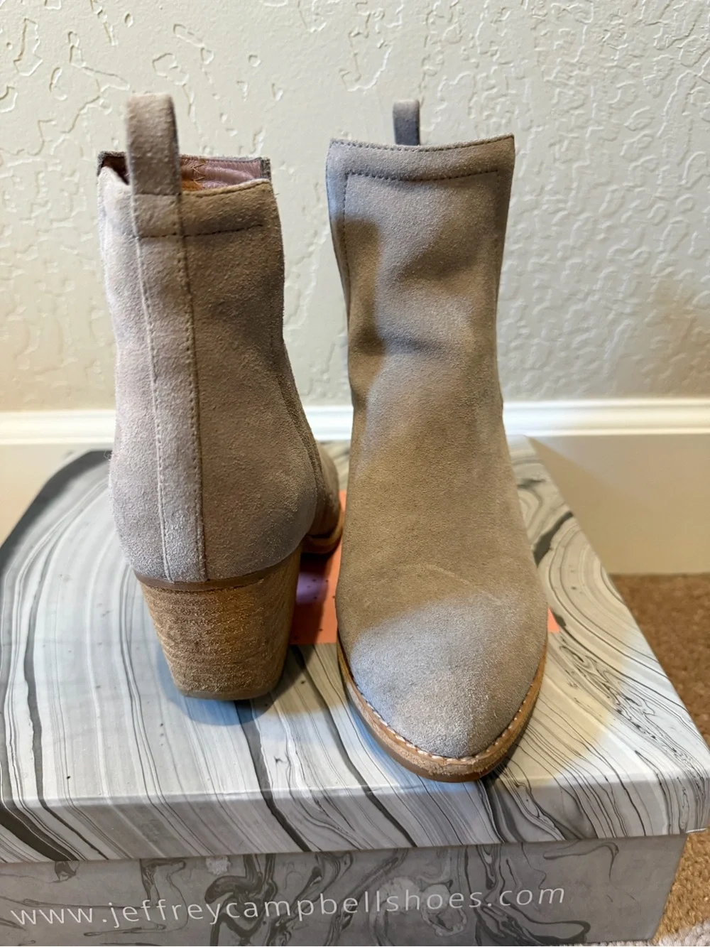 Jeffrey Campbell Taupe Suede Ankle Booties
